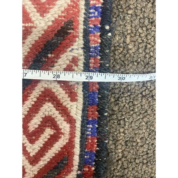 Vintage Afghan Flat weave Woven Wool Nomadic Rug Red Blue Geometric 55” x 29” - Picture 4 of 15